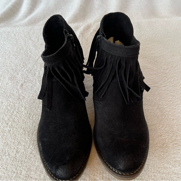 PRIMA DONNA BLACK SUEDE LEATHER FRINGE WESTERN ANKLE BOOTIES BLOCK HEEL SIZE 8.5 - Picture 10 of 14
